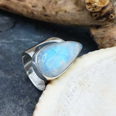 Moonstone Teardrop Silver Ring